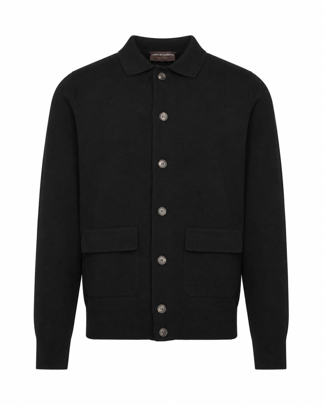 Schwarzes Overshirt aus Superfine Merinowolle