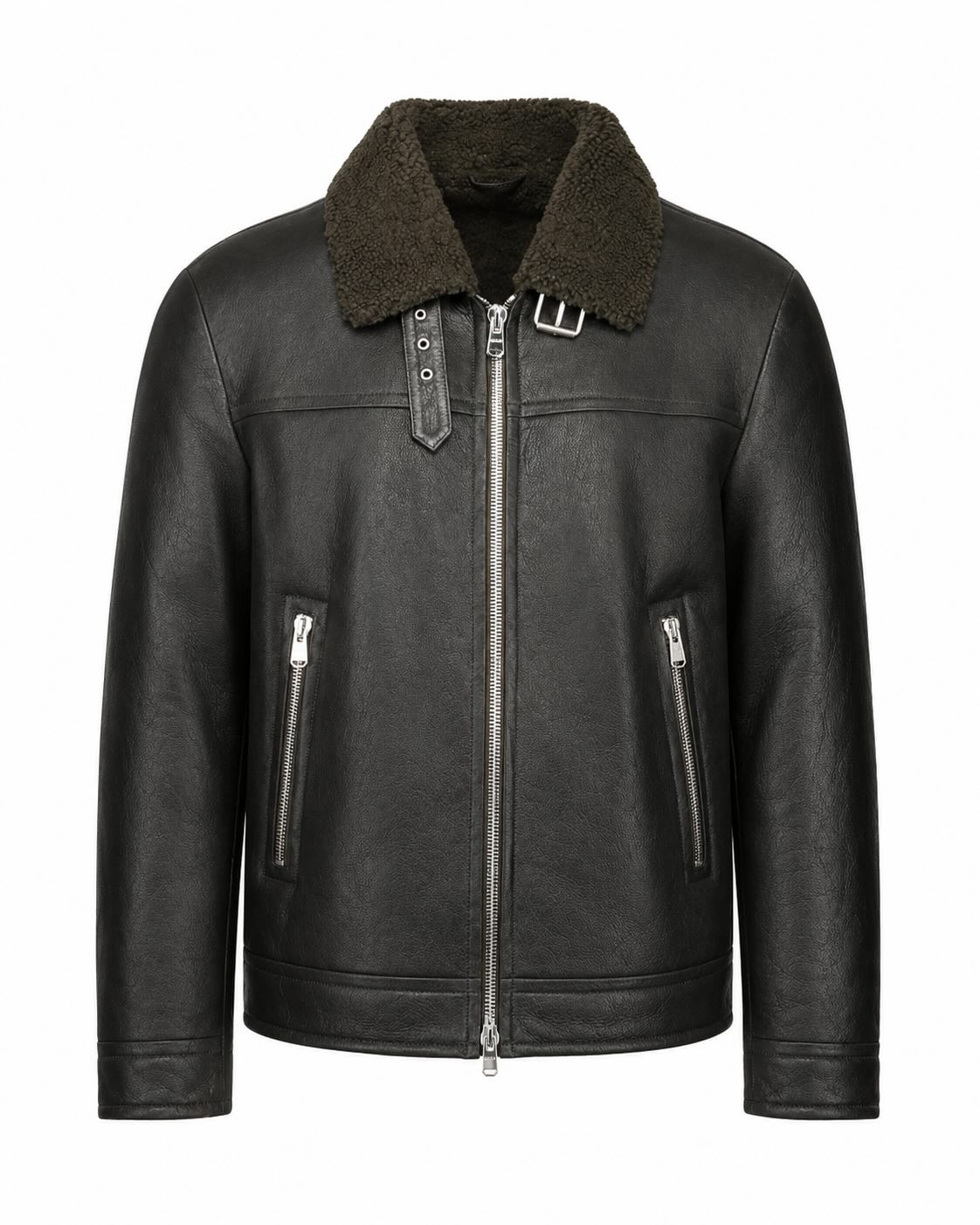 Lambskin leather jacket with shearling