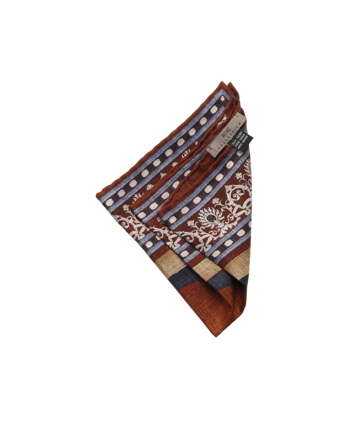 Rostrotes Seideneinstecktuch EASY mit Ornamentmuster