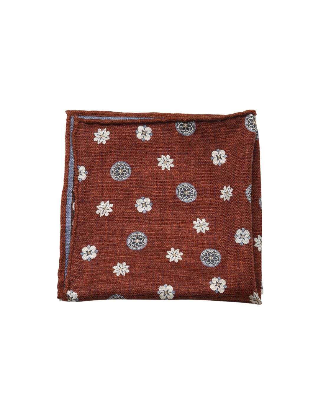 Rostrotes Seideneinstecktuch EASY mit Ornamentmuster