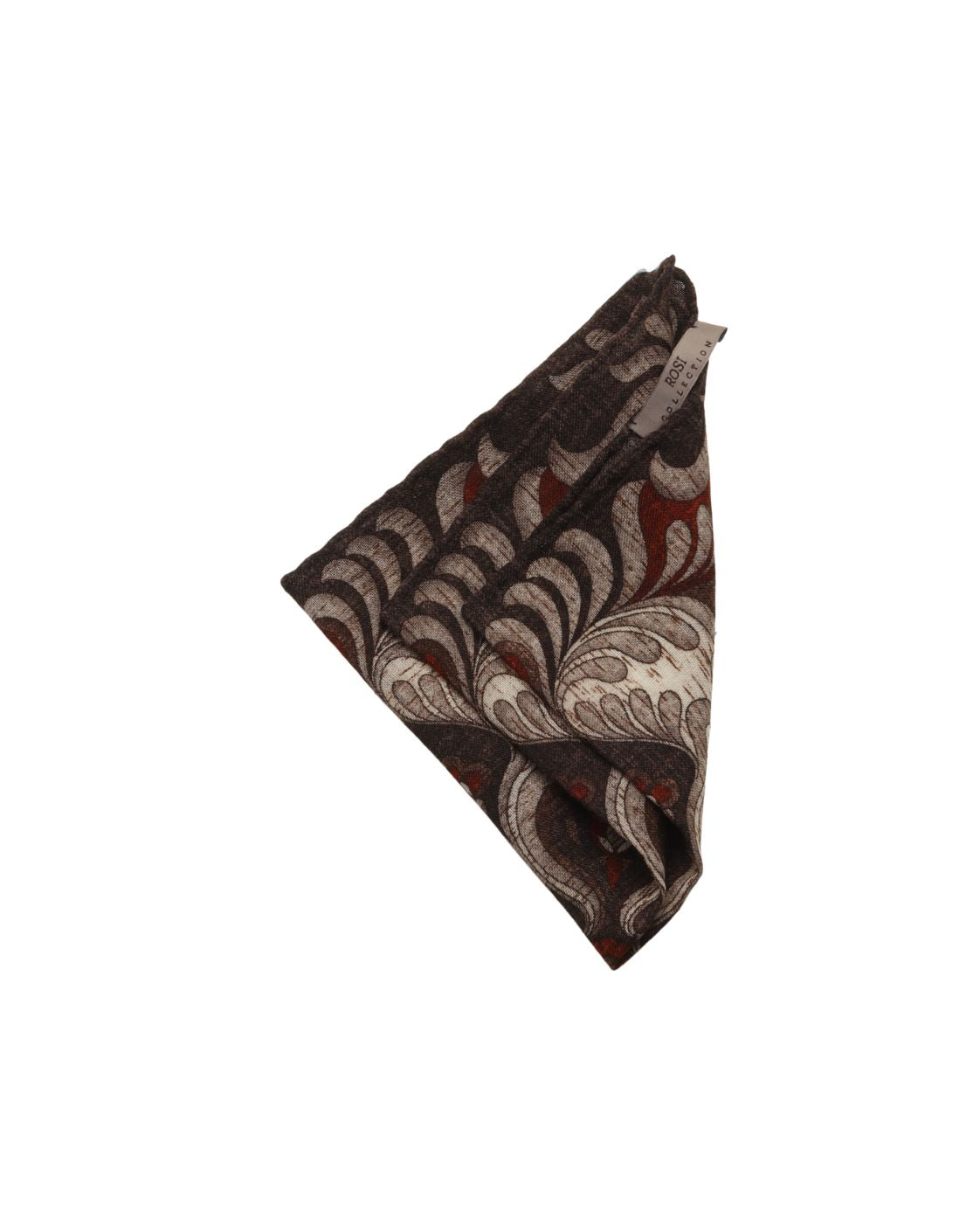 Wool pocket square TED with ornamental leaf pattern