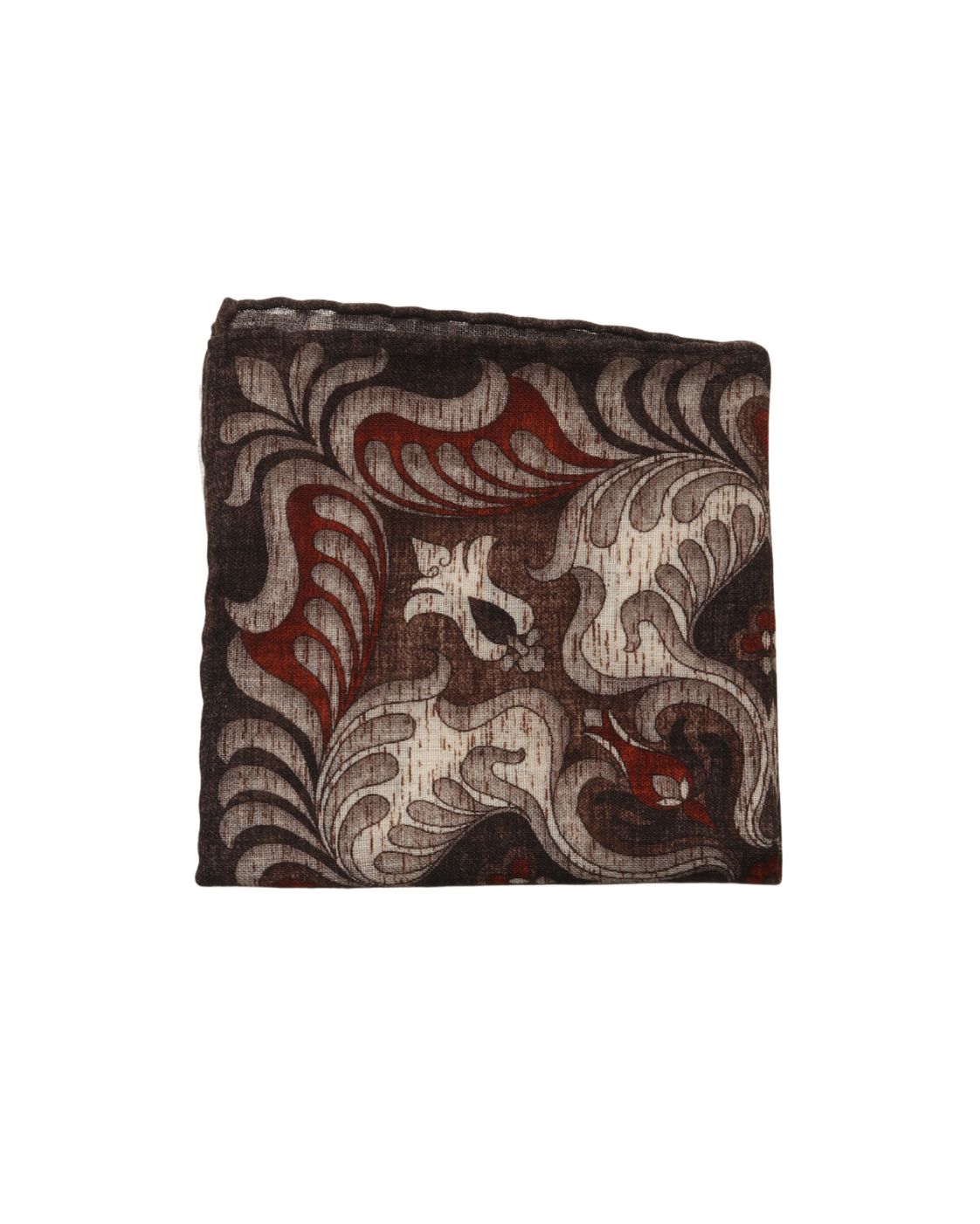 Wool pocket square TED with ornamental leaf pattern