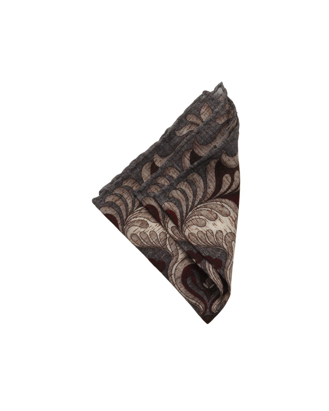 Wool pocket square TED with ornamental leaf pattern