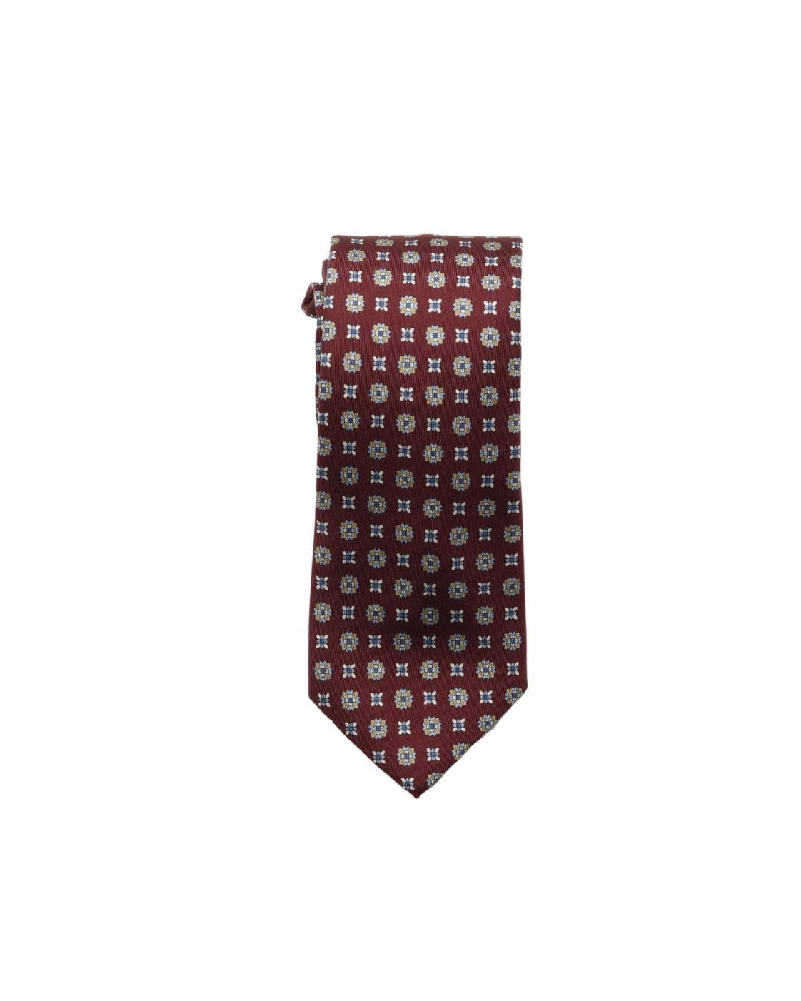 Bordeauxrote Seidenkrawatte MARTIN mit Ornamentmuster
