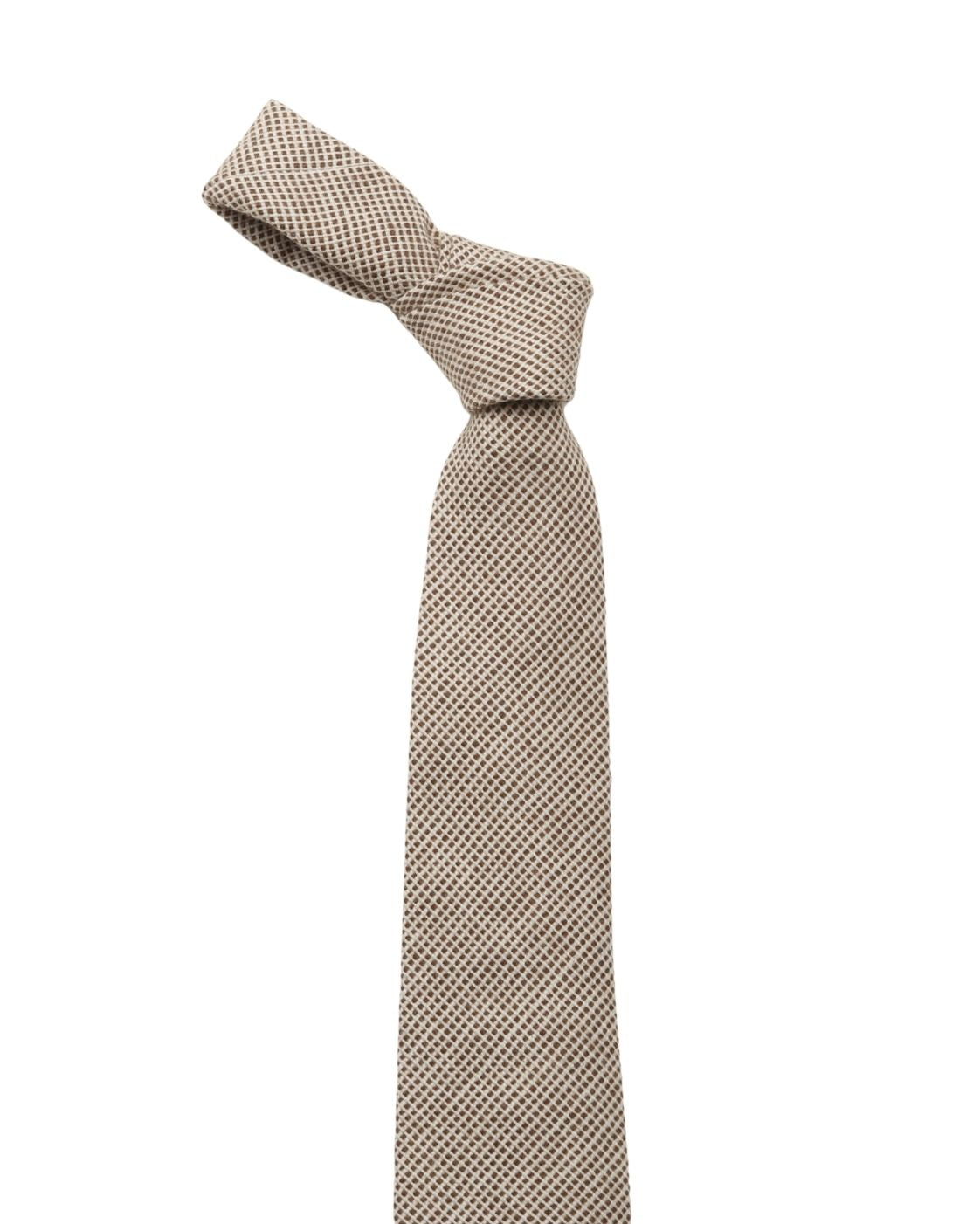 Beige Wollkrawatte MARTIN mit Mikrokaromuster