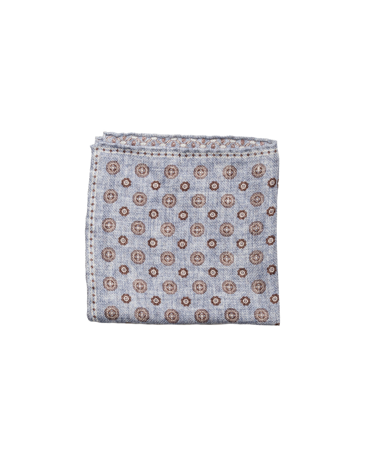 Linen silk pocket square, double-faced, hand-rolled, light blue