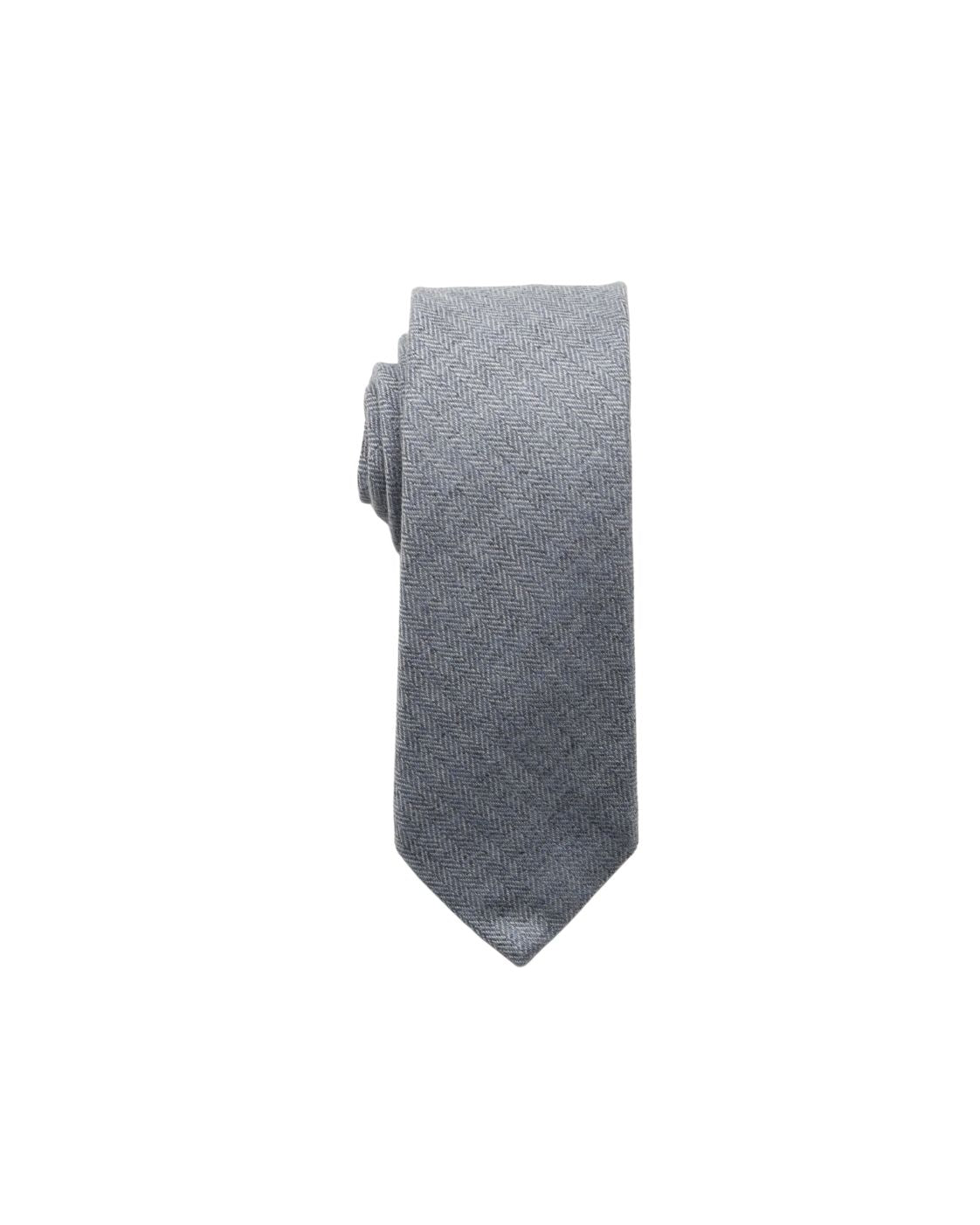 Grey wool tie MARTIN with herringbone pattern