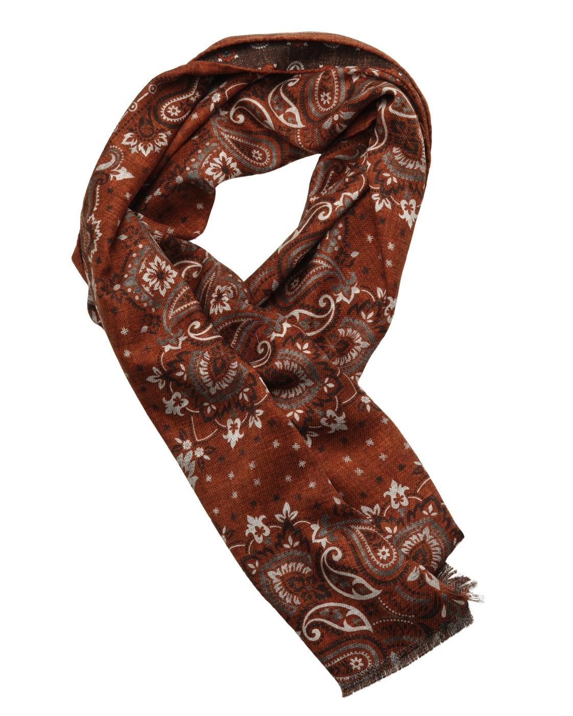 Rostroter Seidenschal SALINA mit Paisleymuster