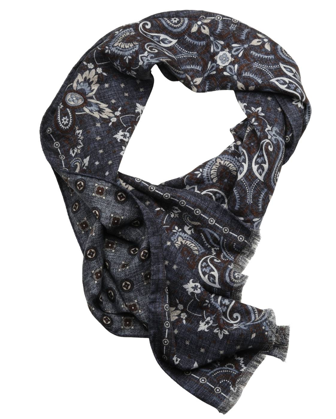 Dunkelblauer Seidenschal SALINA mit Paisleymuster