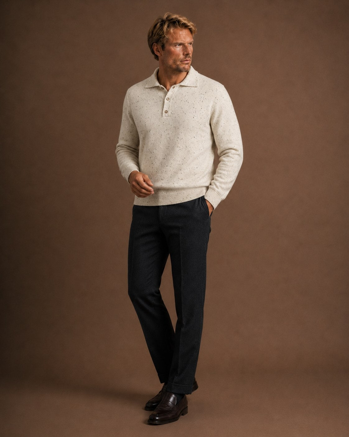 Strick Polo-Shirt aus Alpaka und Wolle