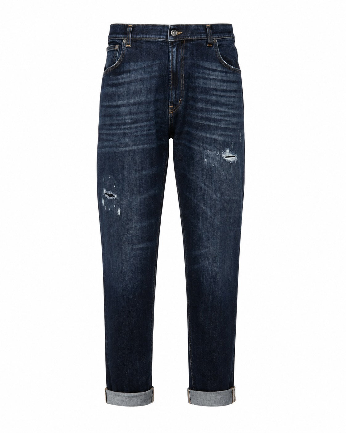Dunkelblaue Jeans aus Baumwolle im Loose Fit