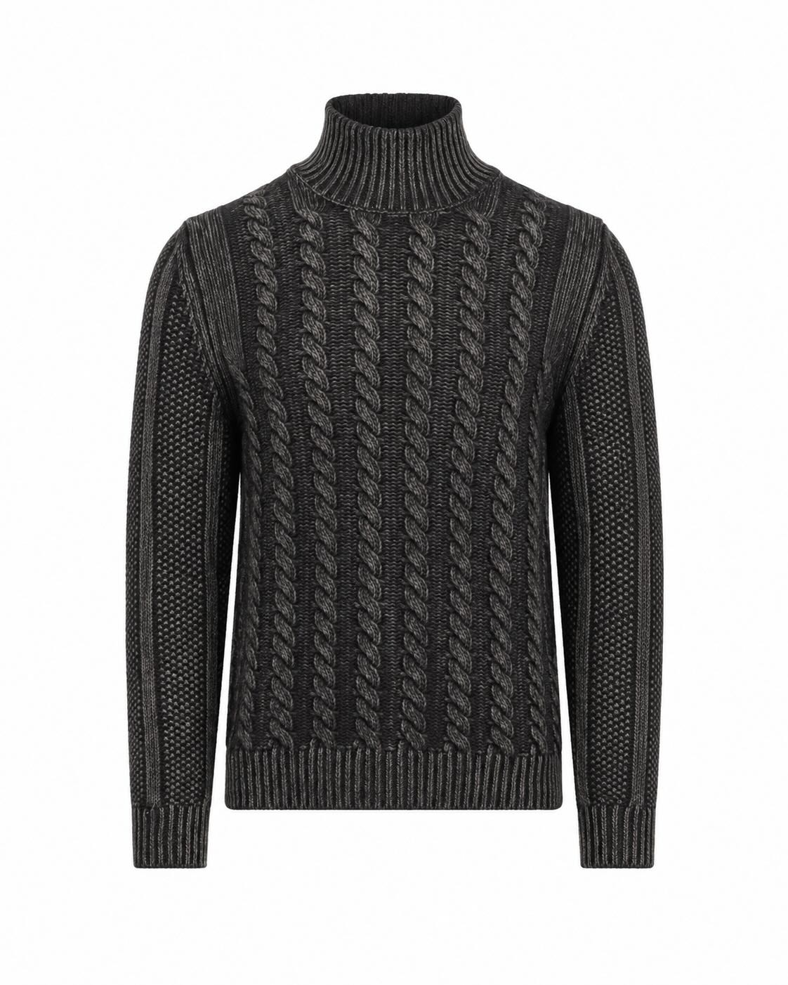 Anthrazitfarbener Rollkragenpullover aus Wolle