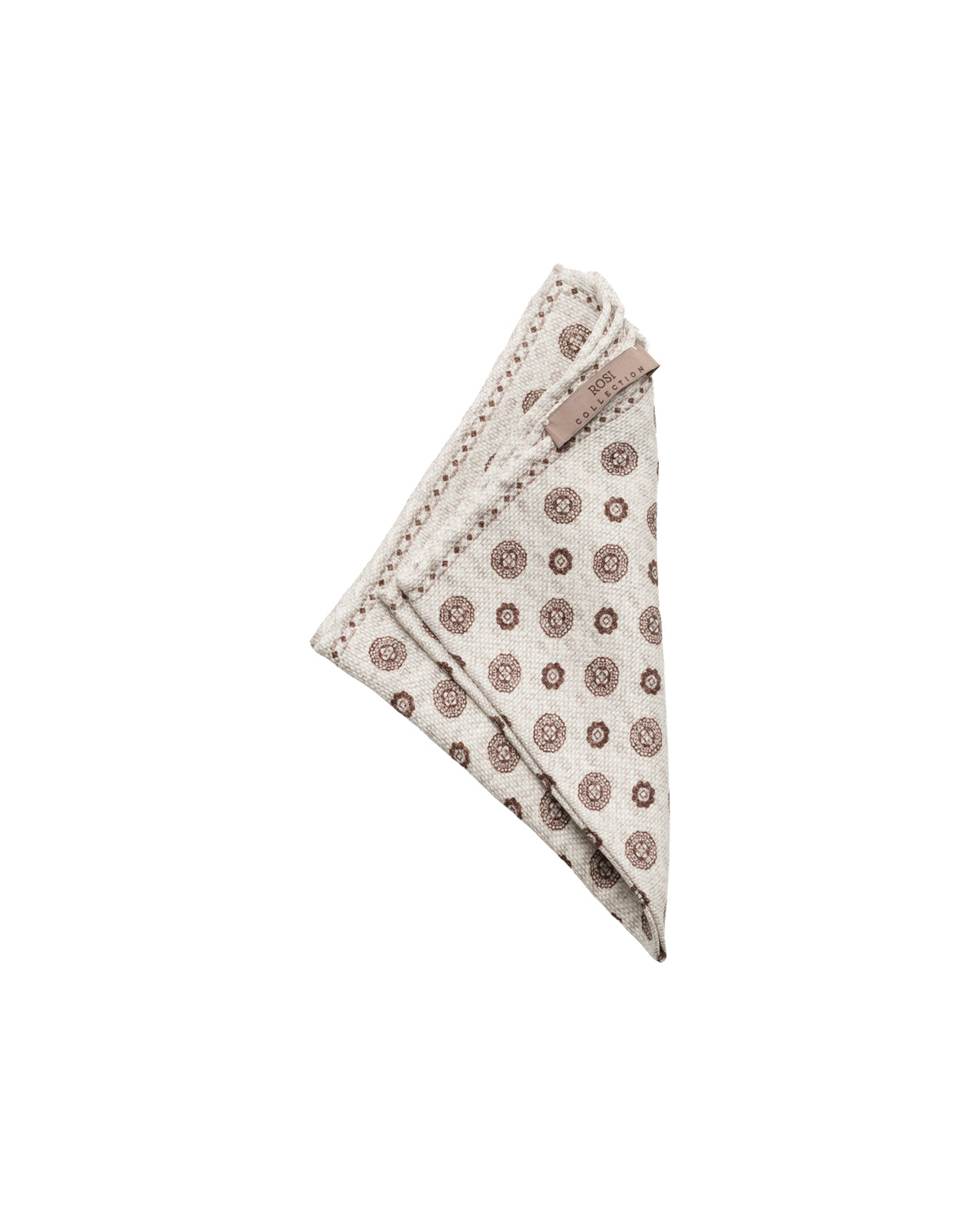 Leinen Seide Einstecktuch Doubleface handrolliert Beige