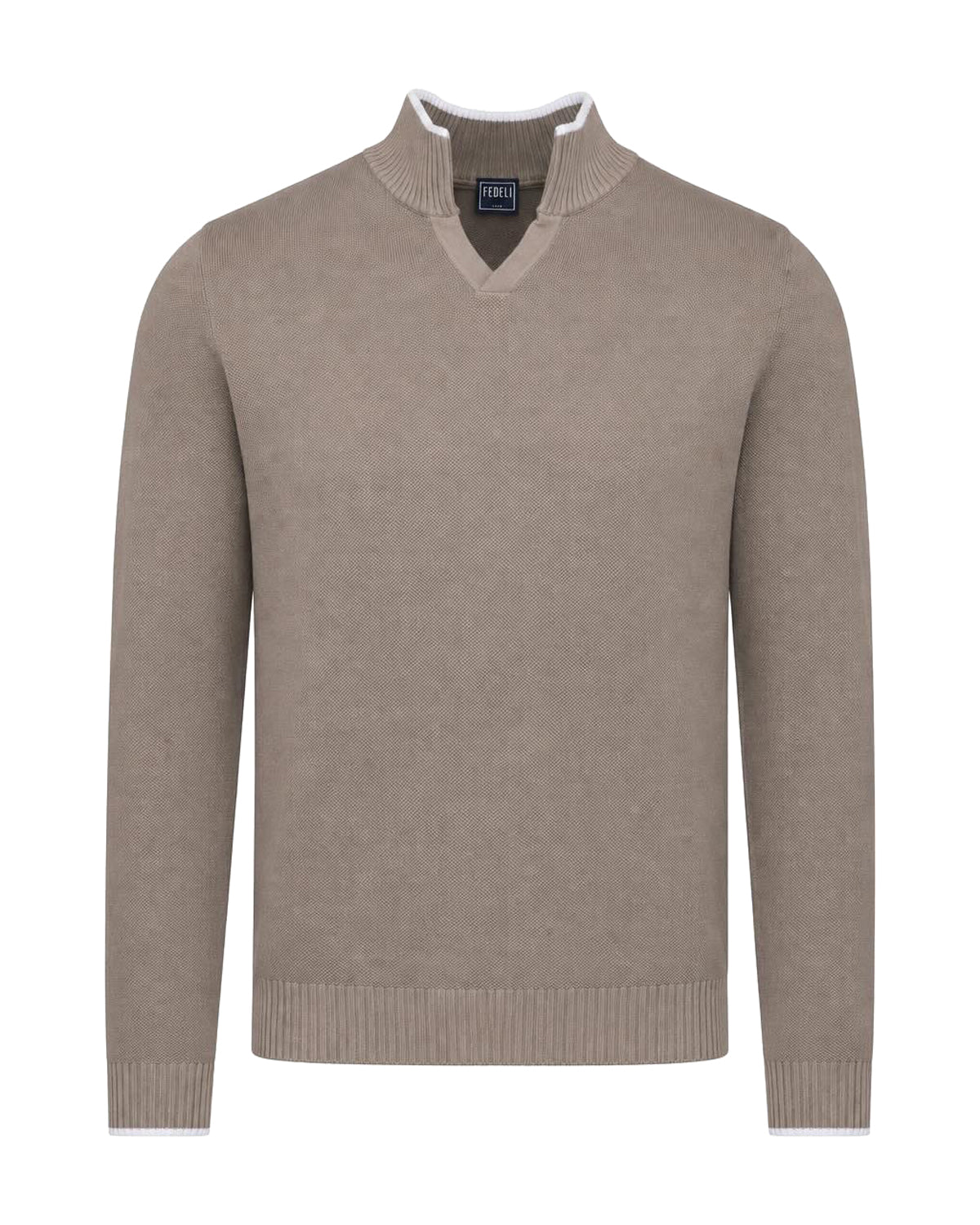 Baumwollpullover Strukturstrick Slim Fit mit V-Ausschnitt
