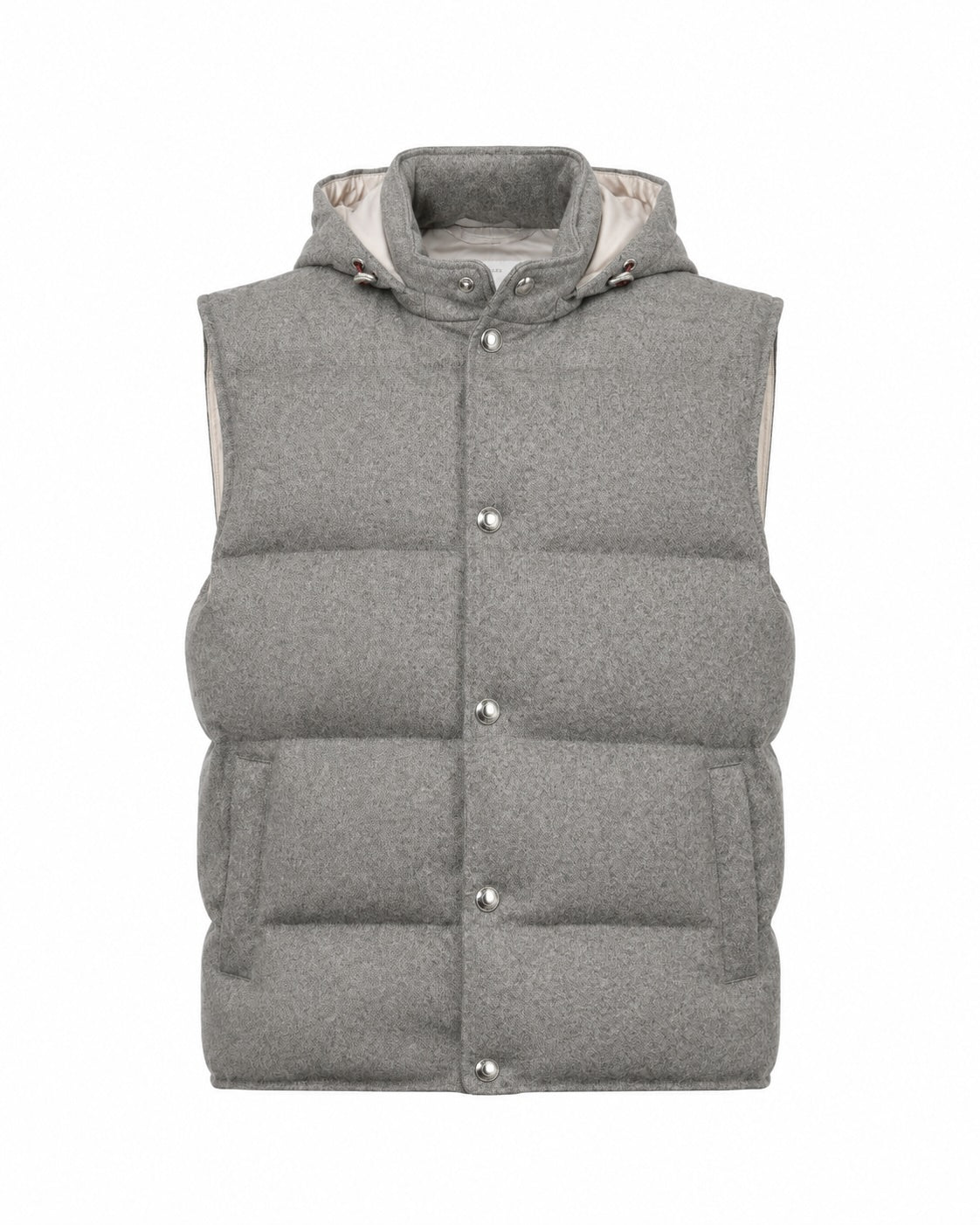 Gilet aus Kaschmir mit Kapuze in Grau