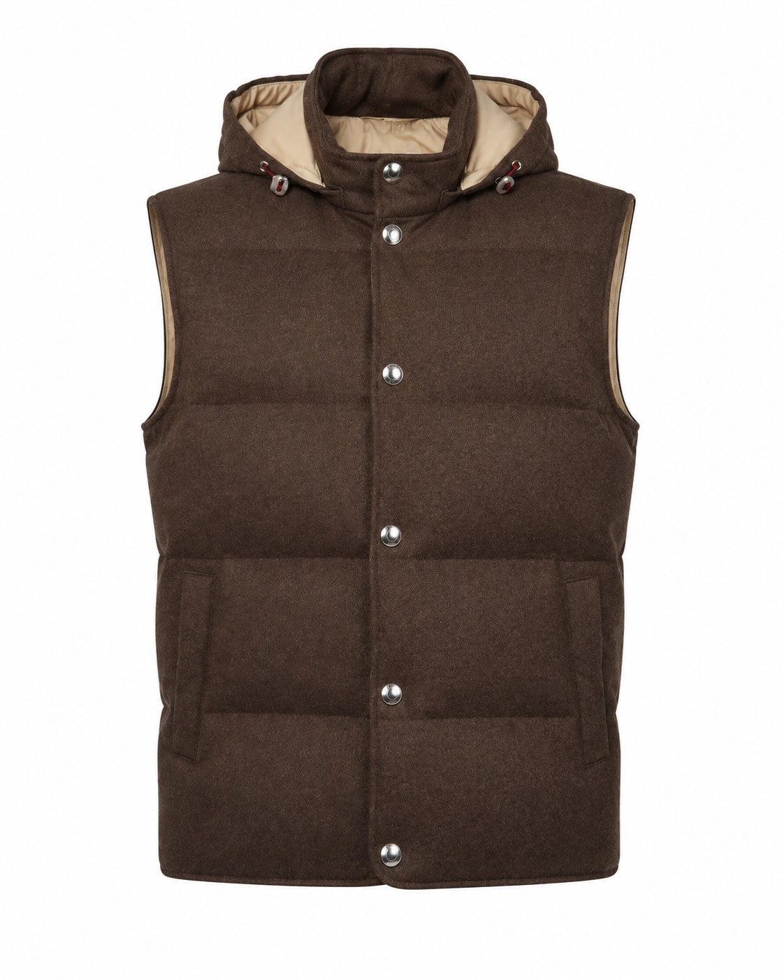 Gilet aus Kaschmir mit Kapuze in Braun