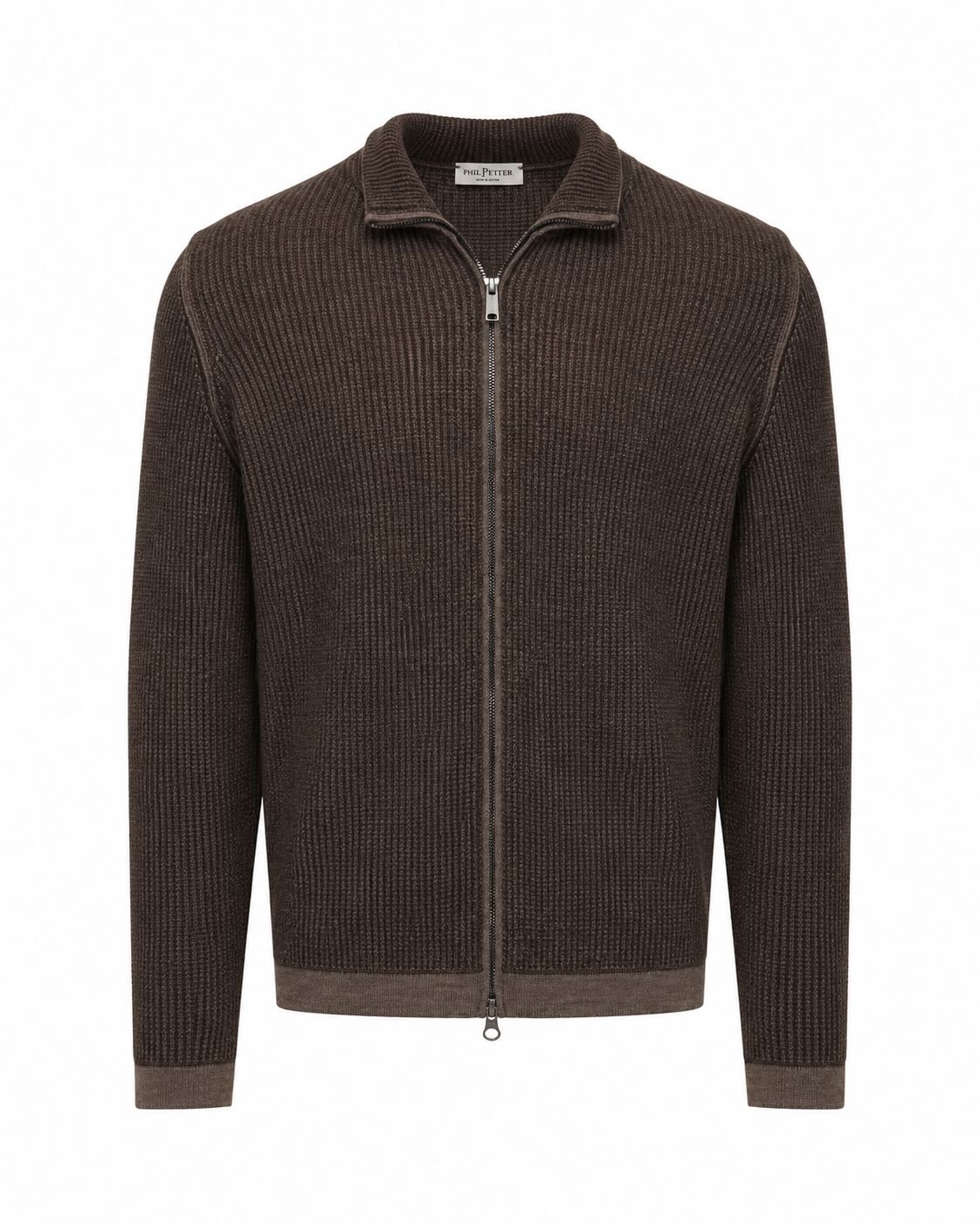 Strickjacke aus Merinowolle und Baumwolle in Dunkelbraun