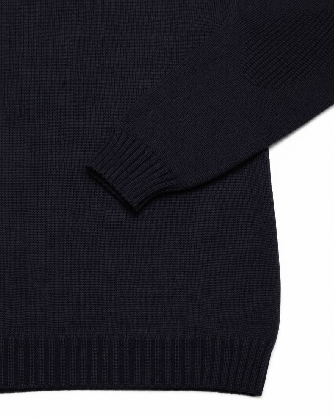 Dark blue merino wool round neck sweater