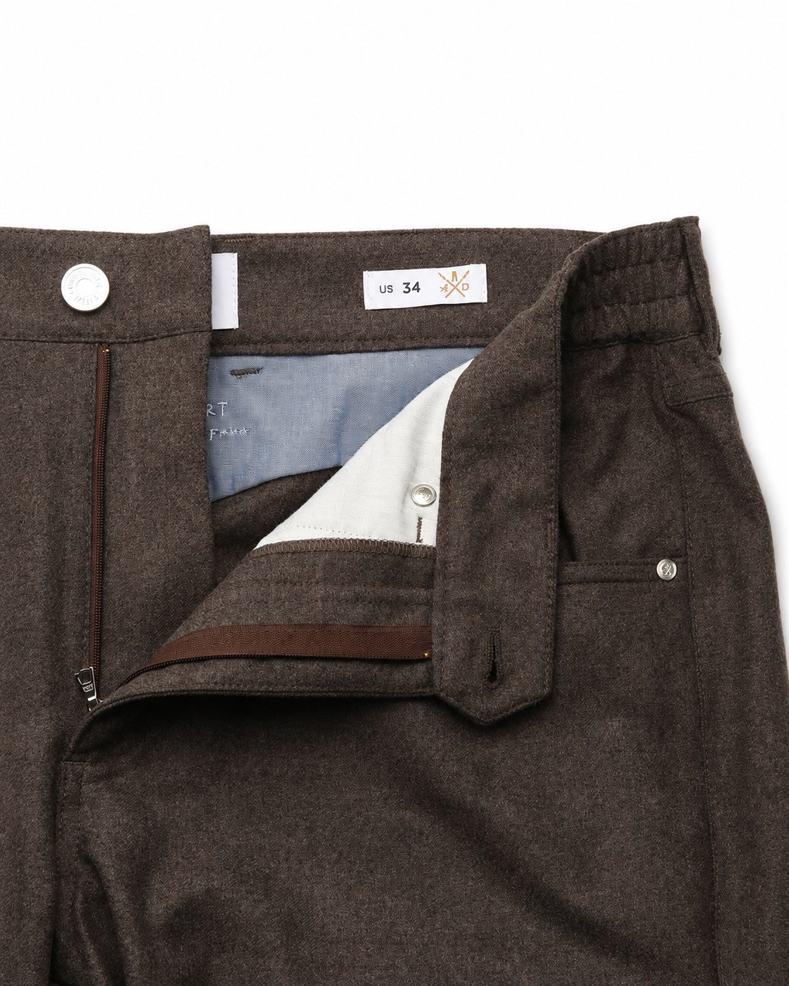 Brown 5-pocket trousers made from virgin wool