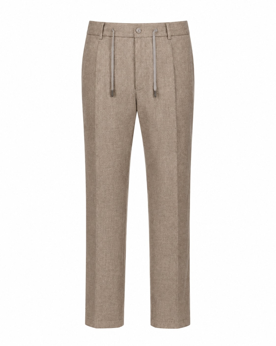 Bundfaltenhose aus Wolle in Beige