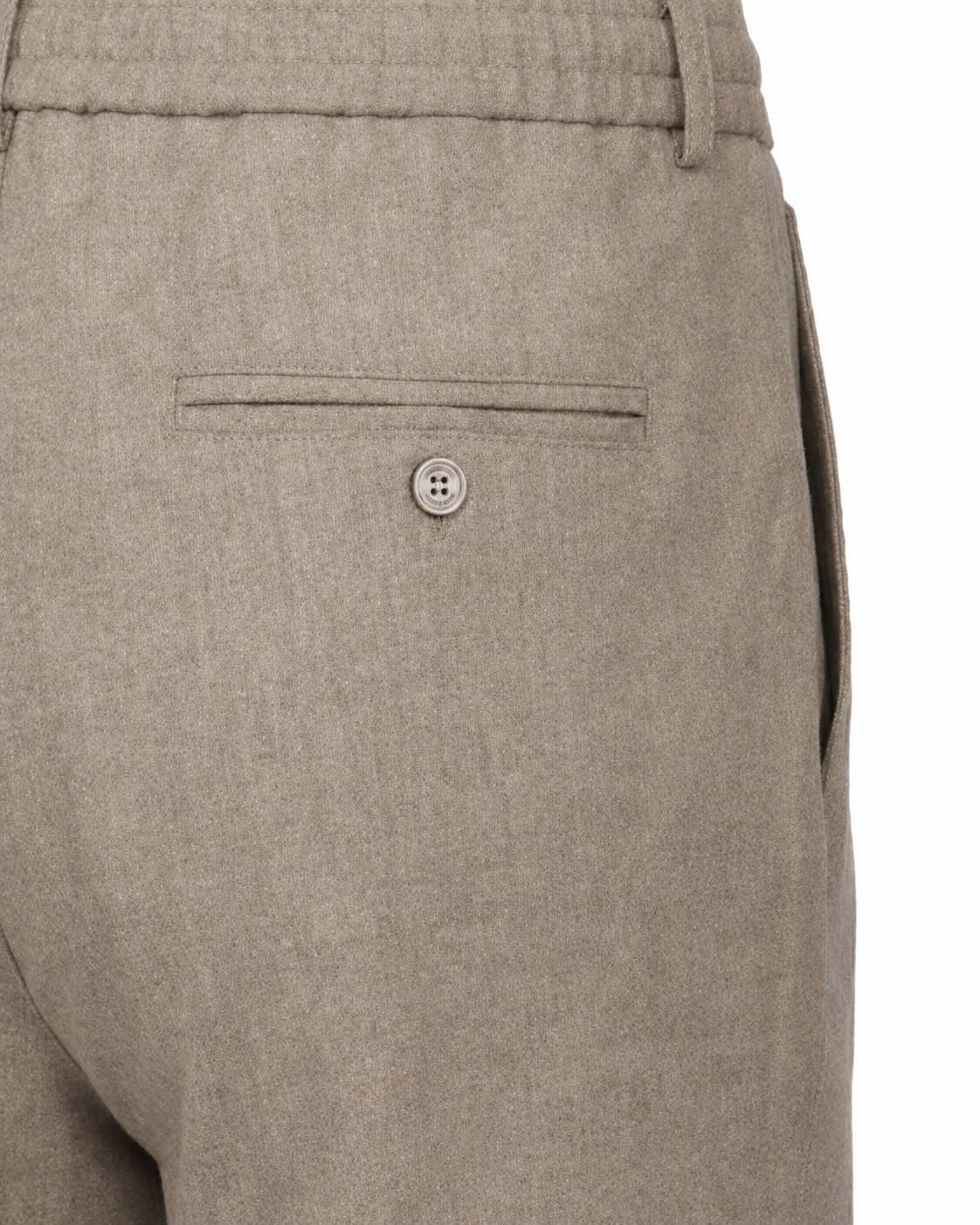 Bundfaltenhose aus Wolle in Beige