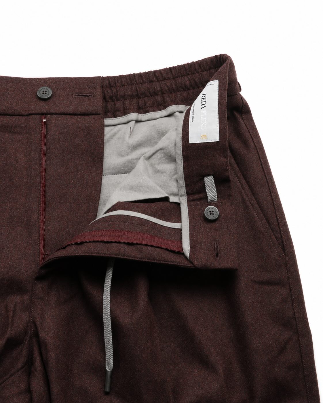 Bundfaltenhose aus Wolle in Bordeaux