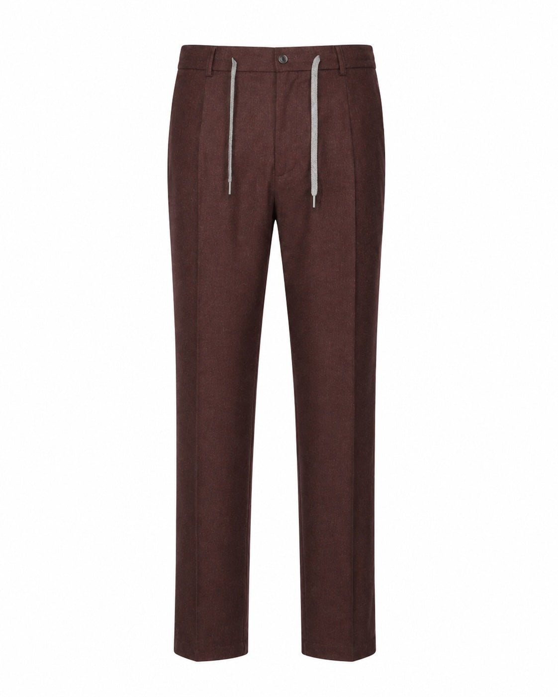 Bundfaltenhose aus Wolle in Bordeaux