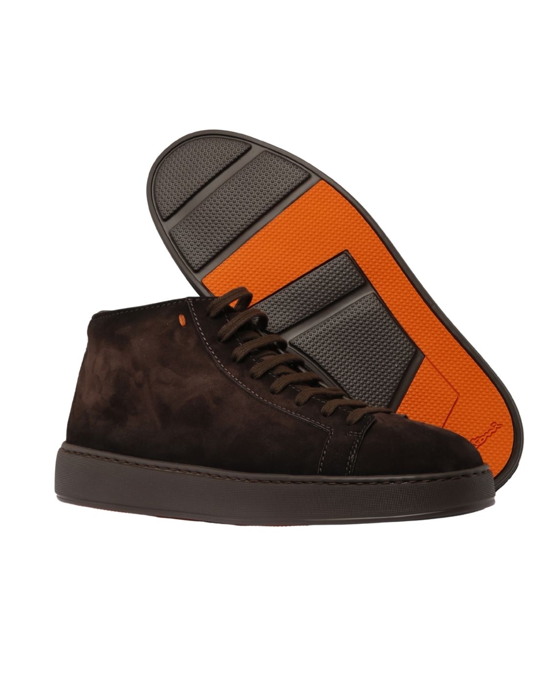 High-Top Sneaker aus Leder in Dunkelbraun