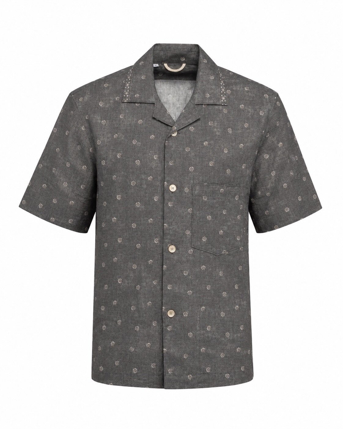 Linen-cotton shirt with polka dot pattern