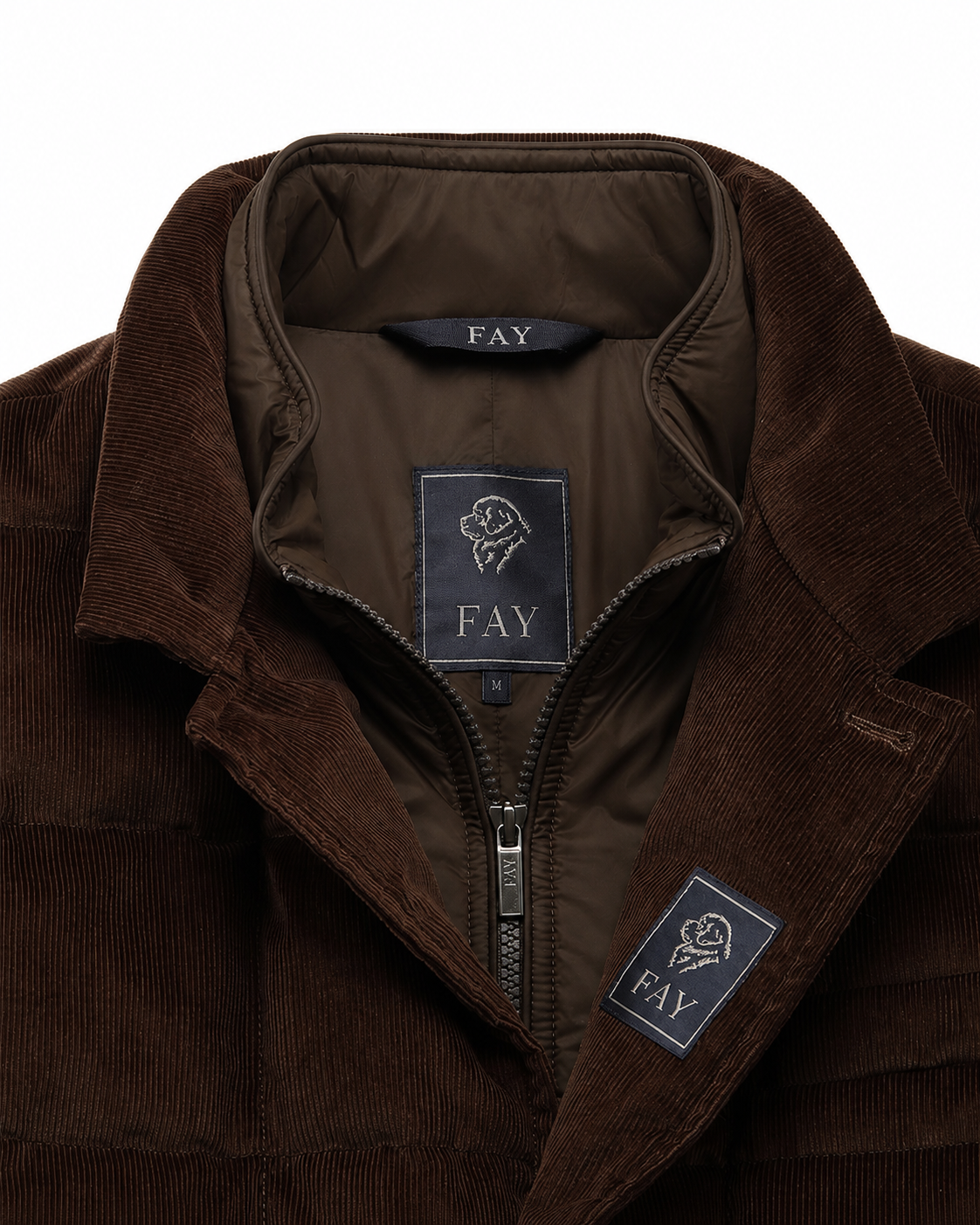 Dark brown cotton stand-up collar jacket