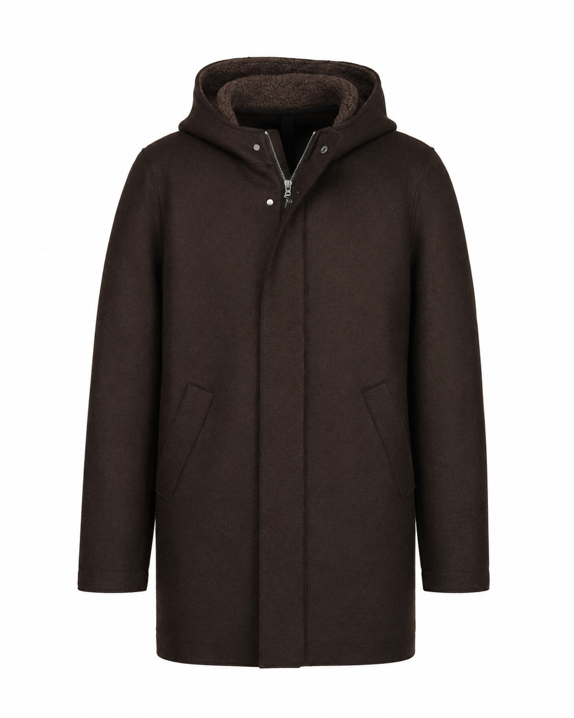 Parka aus Schurwolle in Dunkelbraun