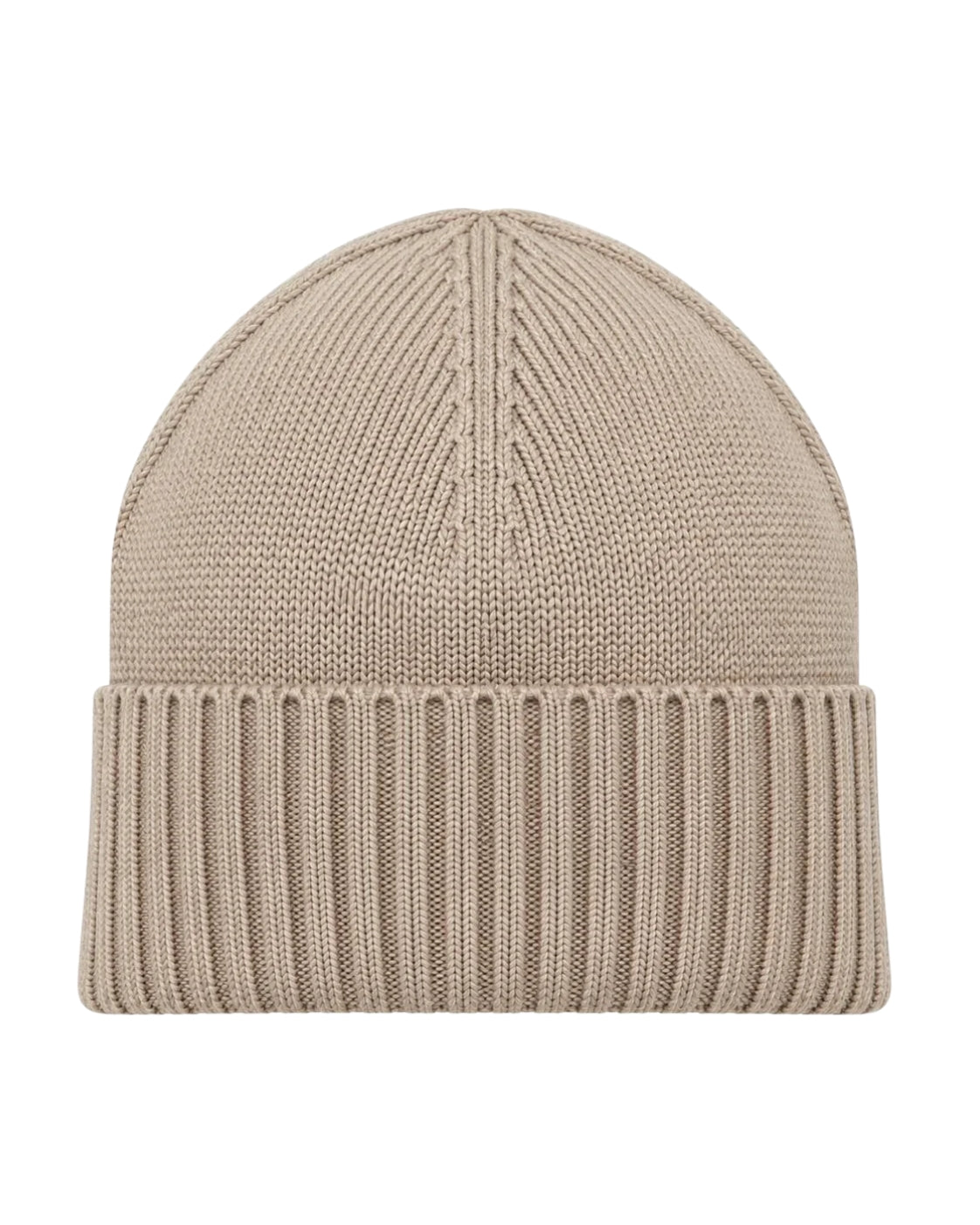 Virgin Wool Beanie in Beige with Turn-Up Cuff