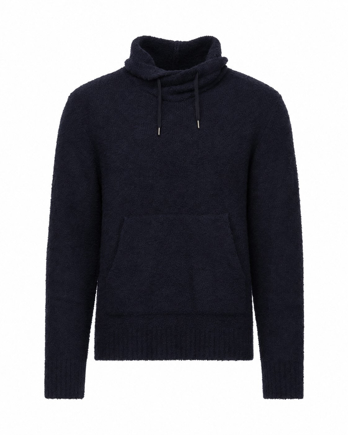 Sweater aus Wolle mit Kordelkragen in Dunkelblau