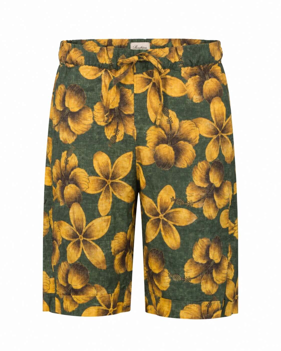 Leinen Bermuda Floral Relaxed Fit