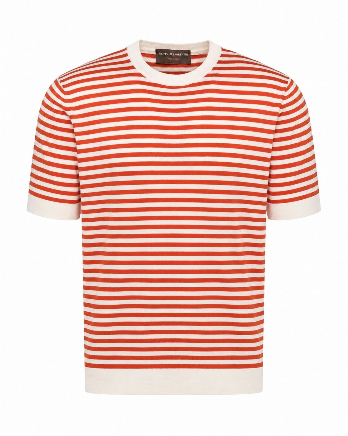Striped T-shirt, cotton crepe knit, relaxed slim fit