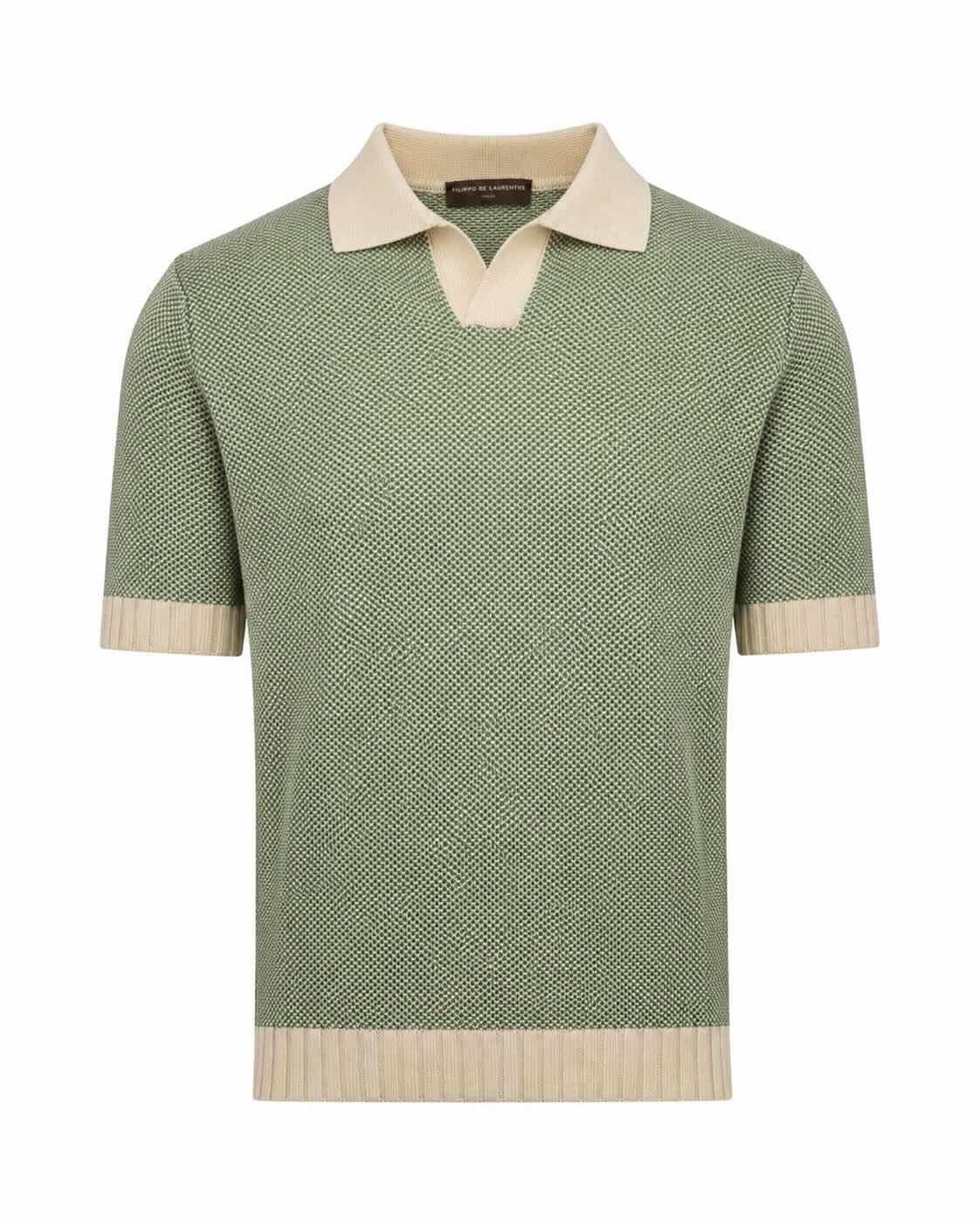 Baumwollkrepp Polo Slim Fit mit kubanischem Kragen