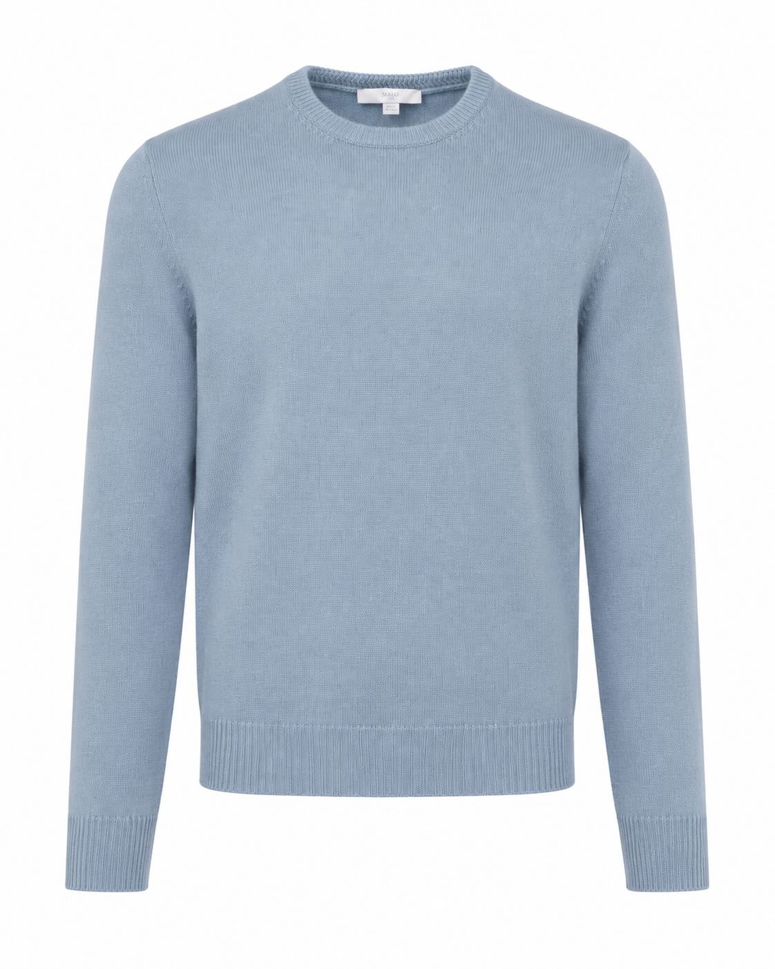 Light blue cashmere round-neck sweater