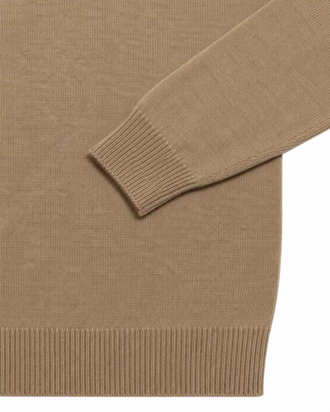 Beige Cashmere Crew-Neck Sweater