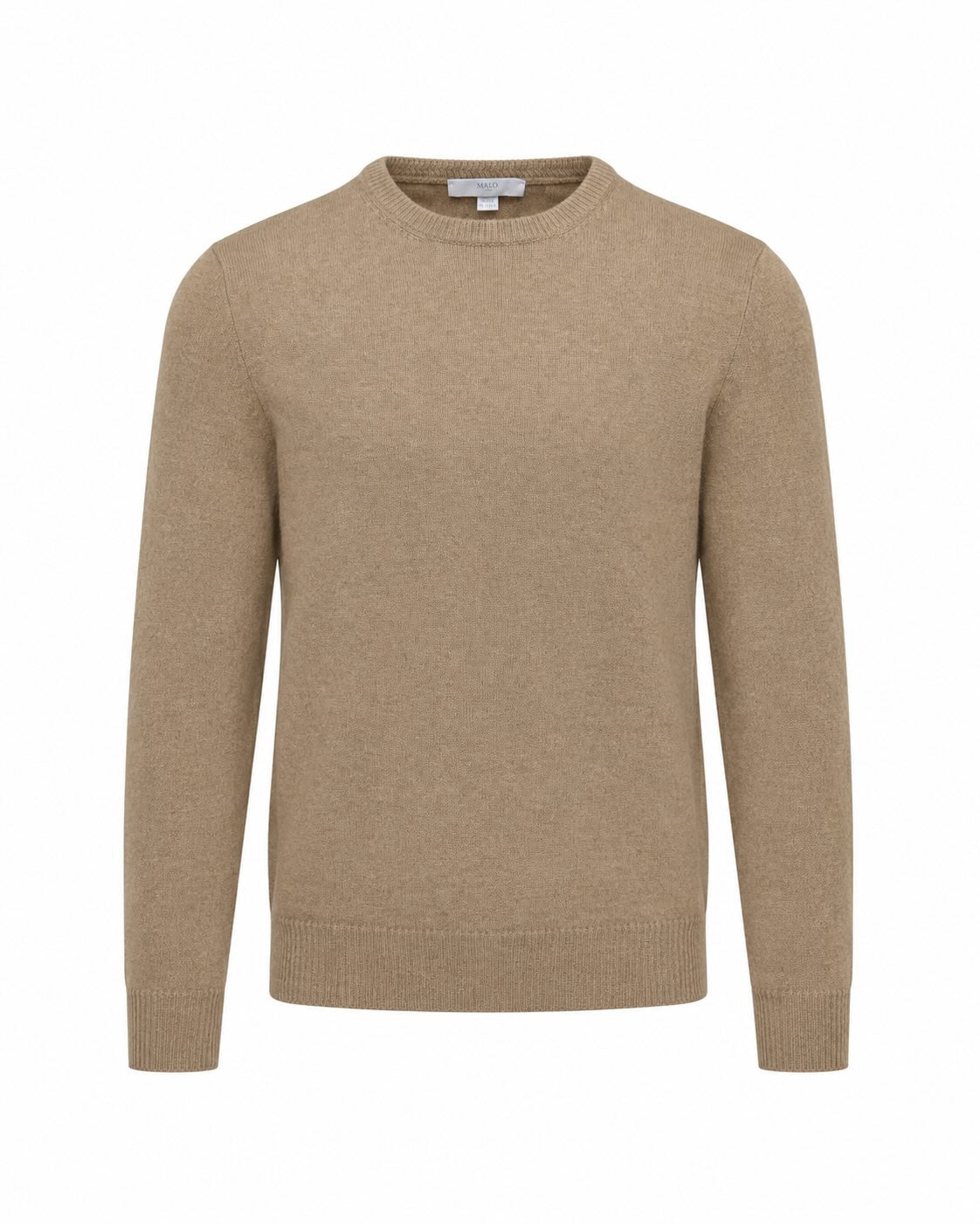 Beige Cashmere Crew-Neck Sweater