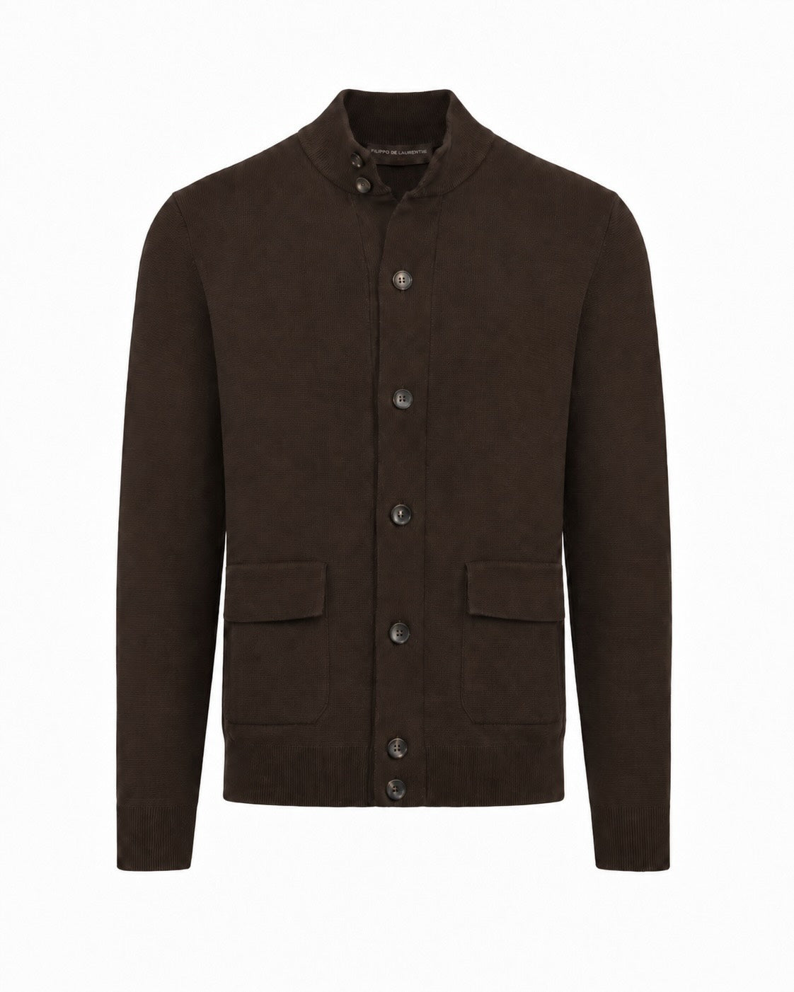 Strickweste Baumwollkrepp Slim Fit mit Stehkragen