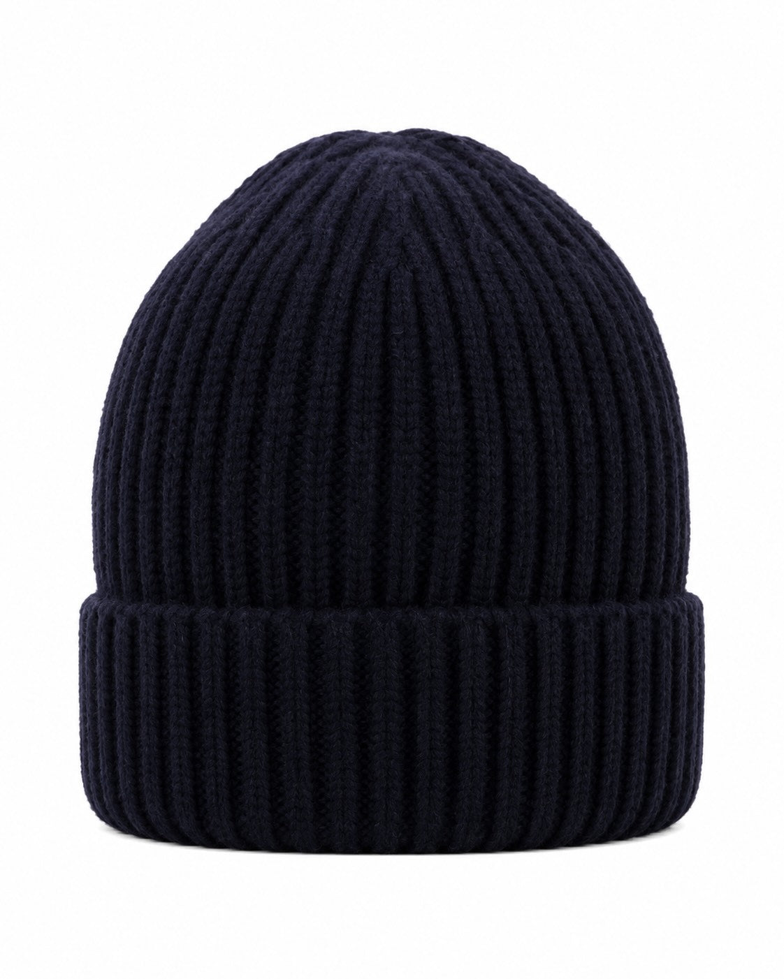 Dunkelblaue Rippstrickmütze aus Kaschmir