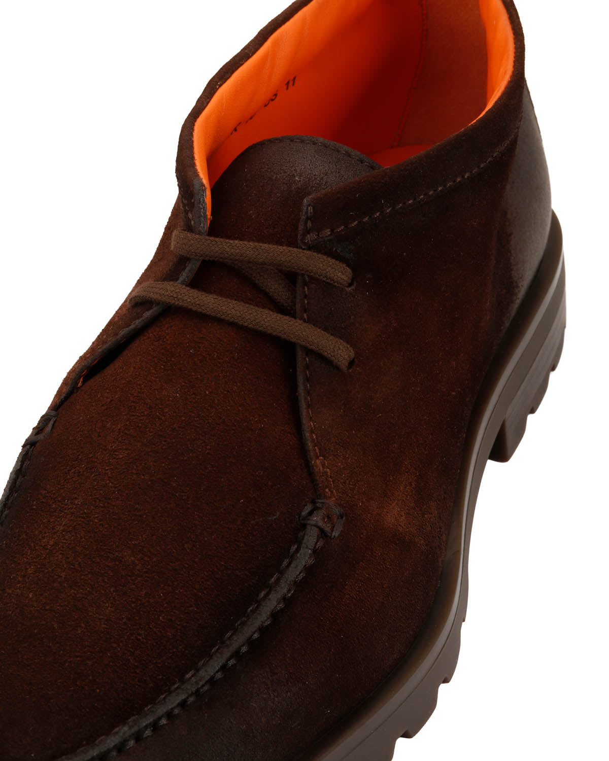Ankle-high lace-up shoe made of dark brown nubuck leather
