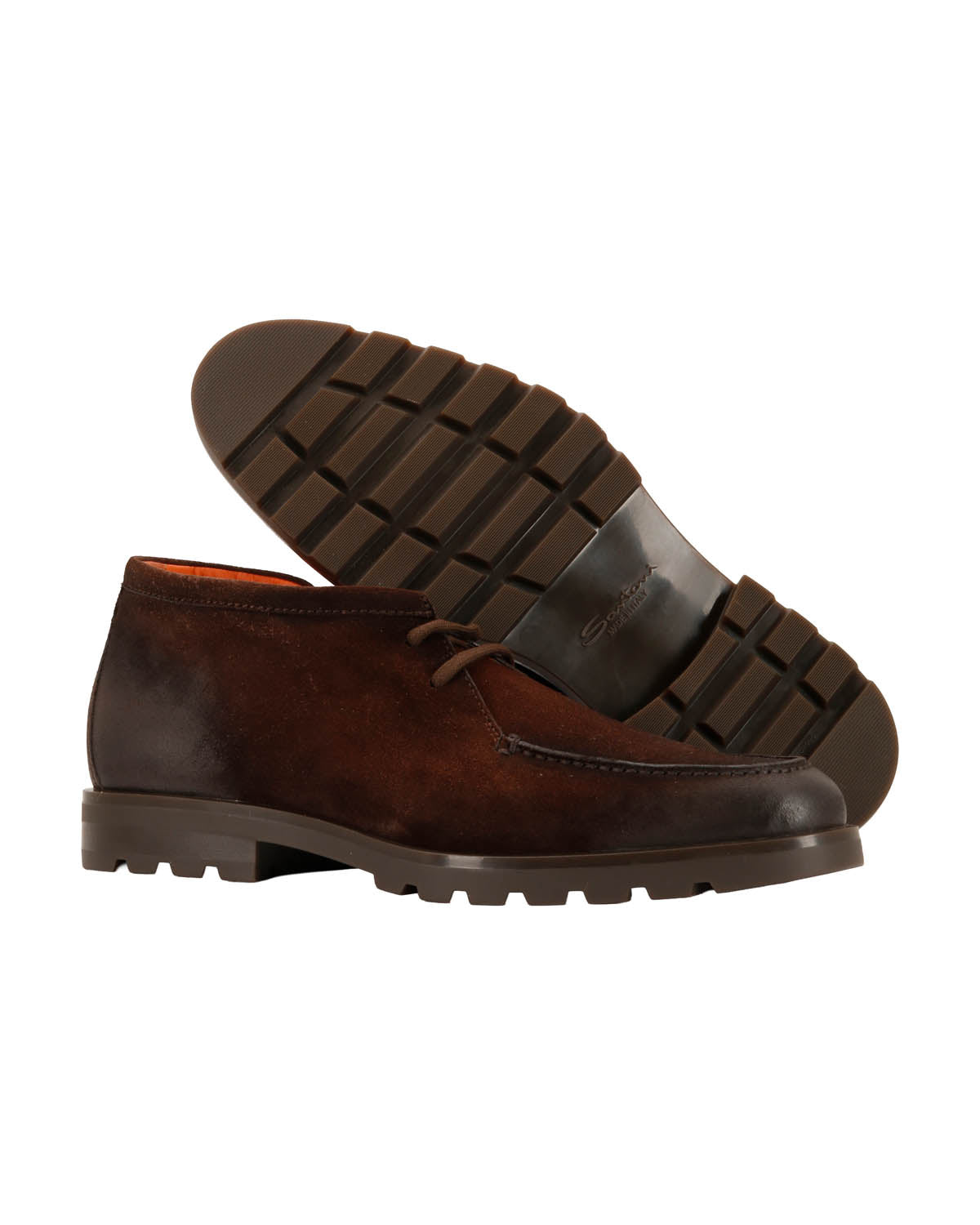 Ankle-high lace-up shoe made of dark brown nubuck leather