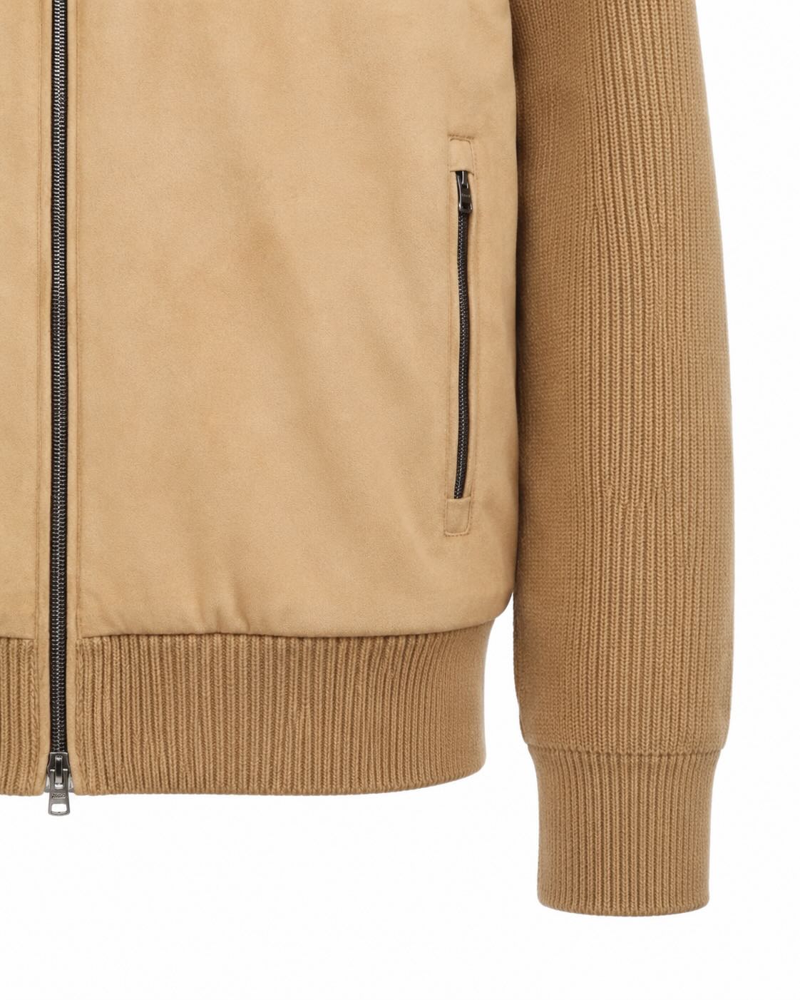 Strickjacke aus Wolle mit Velourslederoptik