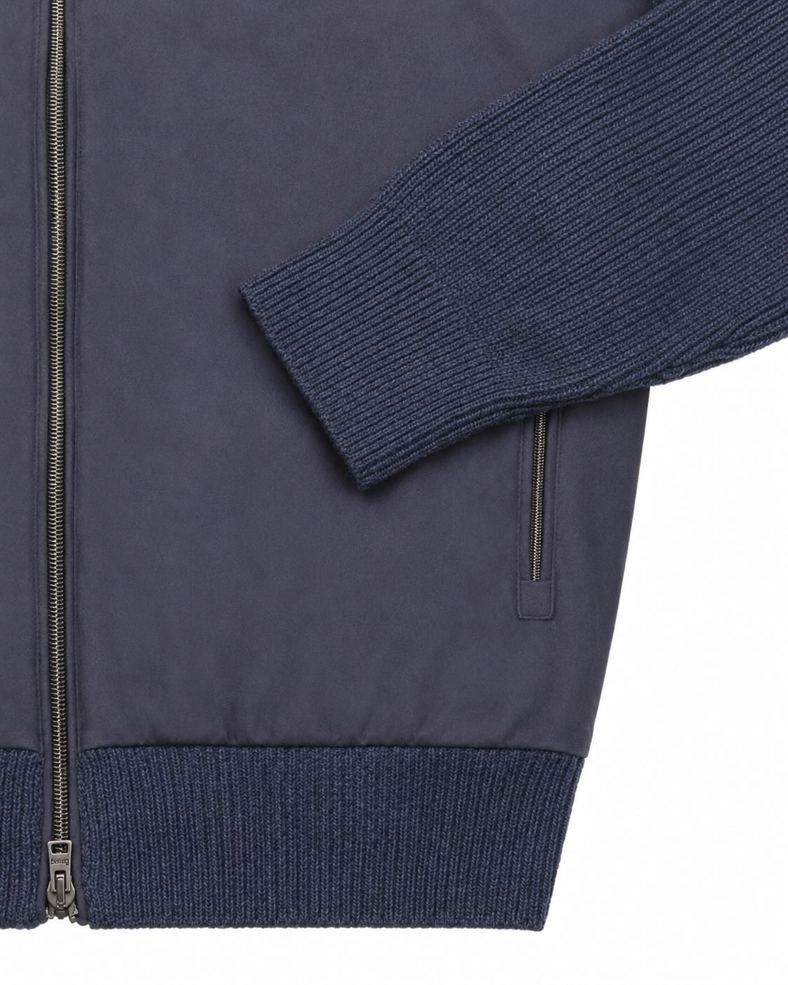 Strickjacke aus Wolle mit Velourslederoptik