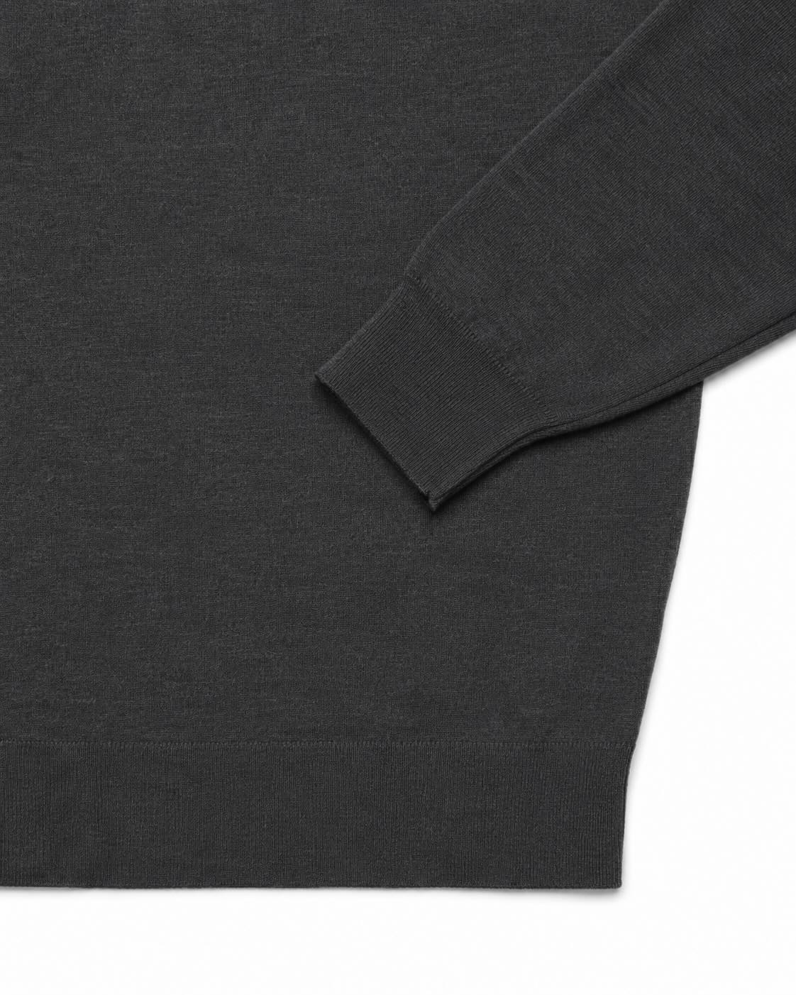 Feinstrick Langarm Poloshirt aus Schurwolle
