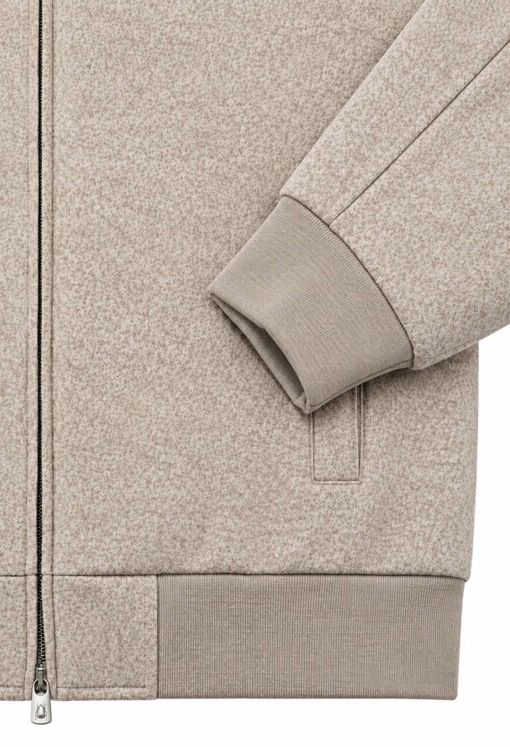 Kapuzenjacke aus Baumwolle und Wolle in Beige