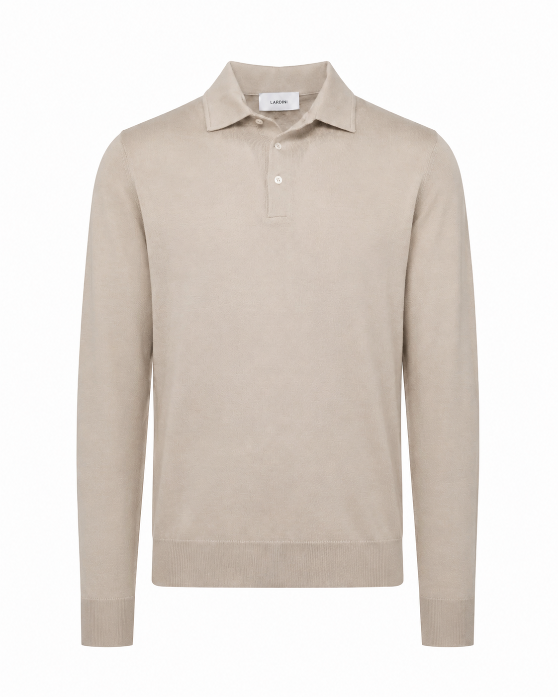 Feinstrick Langarm Poloshirt aus Schurwolle