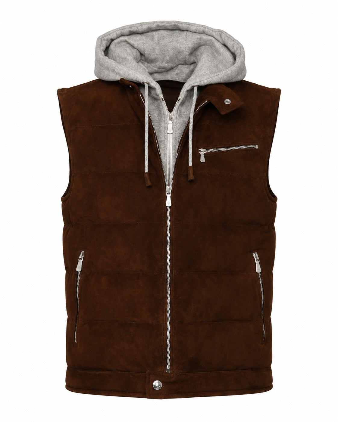 Veloursleder-Gilet mit Daunenfüllung