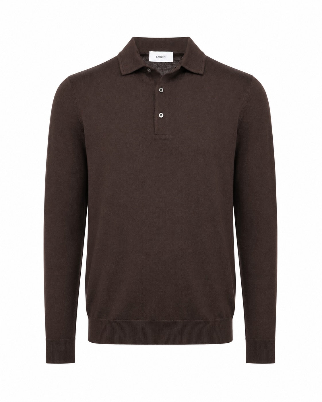 Feinstrick Langarm Poloshirt aus Schurwolle